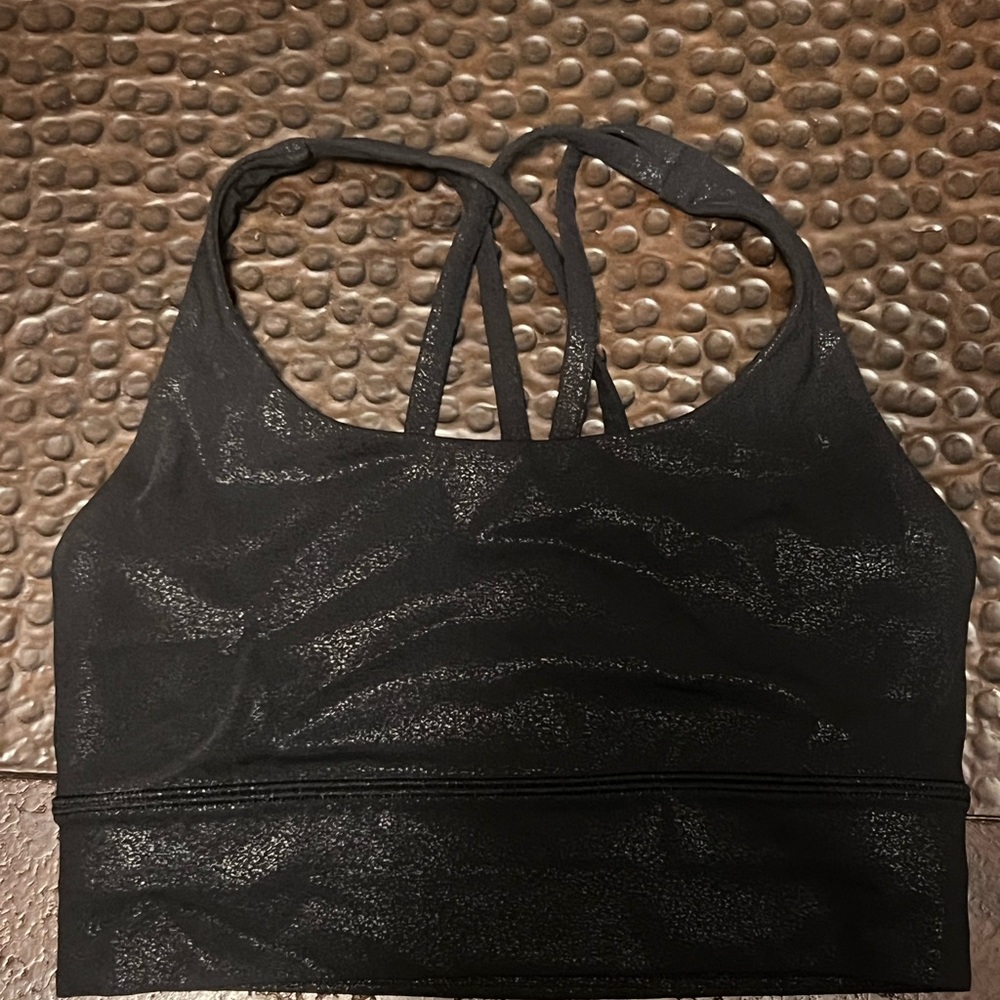 Lululemon Athletica Black Foil long line energy Sports Bra